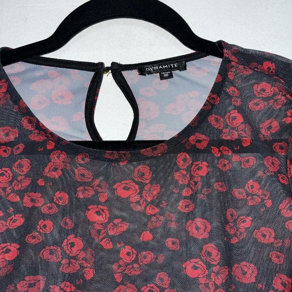 Dynamite Sheer mesh floral long sleeve top - Picture 5 of 5